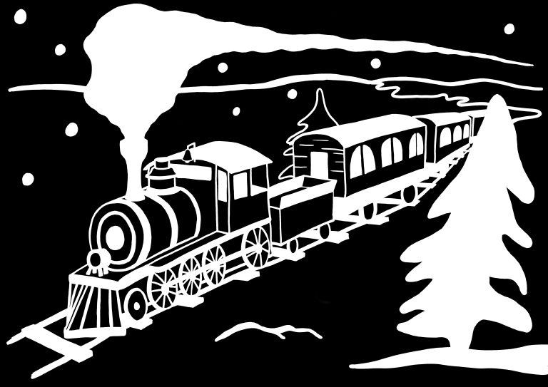 Déco de fenêtre Train Noël - freeprintable - rendu final © Grand'Air